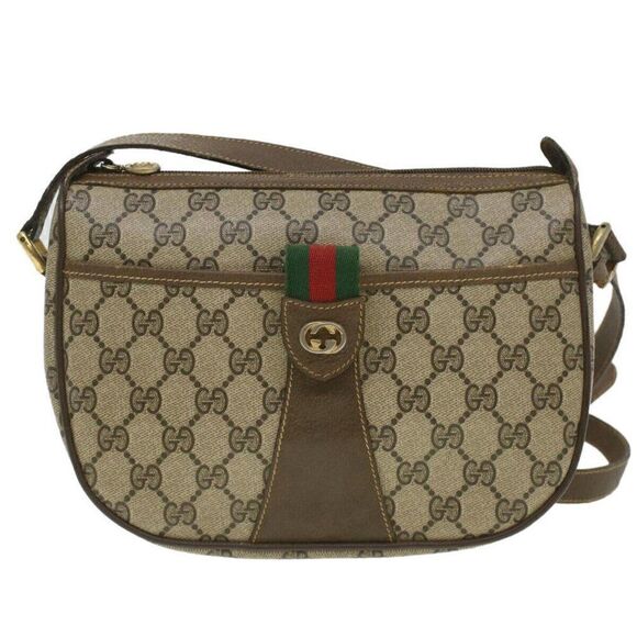 GUCCI GG Canvas Web Sherry Line Shoulder Bag Beige Red Green - Picture 13 of 15